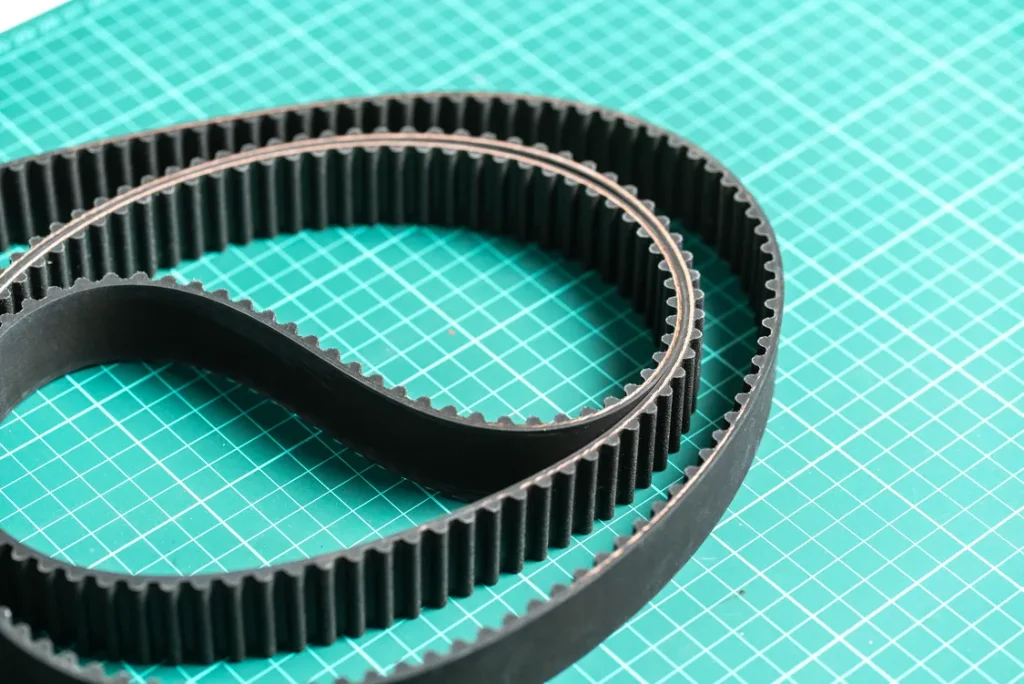 Una de las bandas industriales sobre una tabla de cortar tipo cuadriculada.