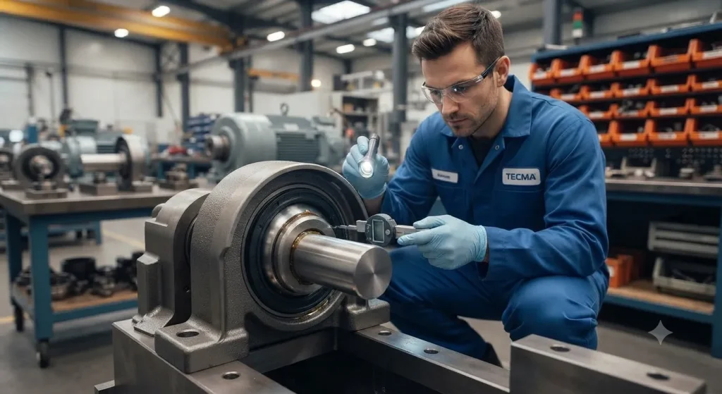 Fotografía de un técnico de ATI Refacciones analizando las transmisiones industriales de un equipo